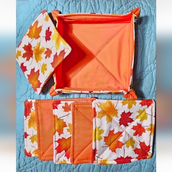 Handmade Other - Handmade Cotton Fall Themed Maple Leaves Washable 6 Coasters